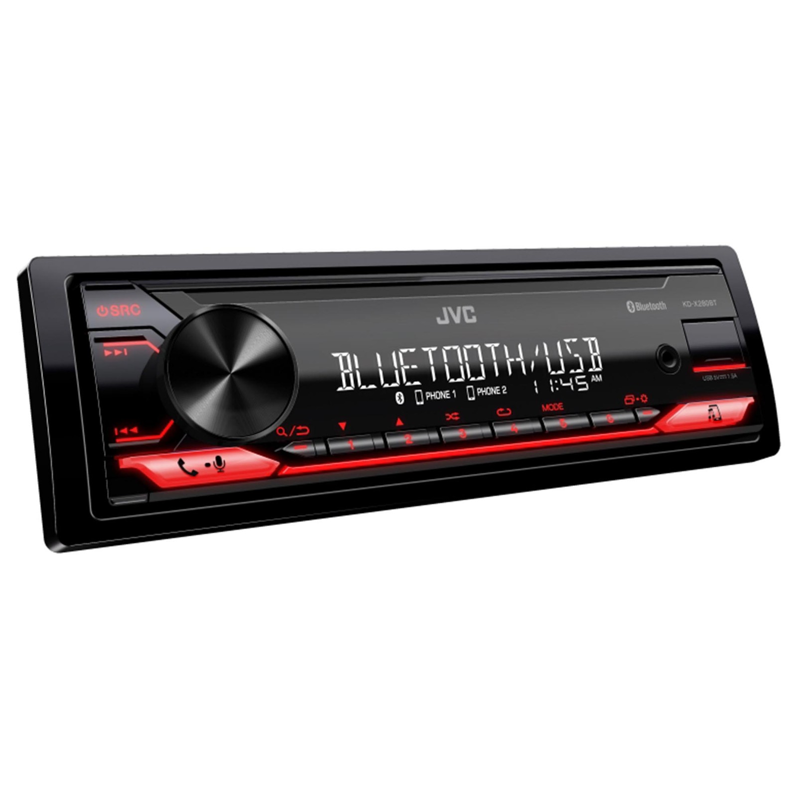 JVC KD-X280BT Digital Media Receiver featuring Bluetooth / USB / 13-Band EQ /…