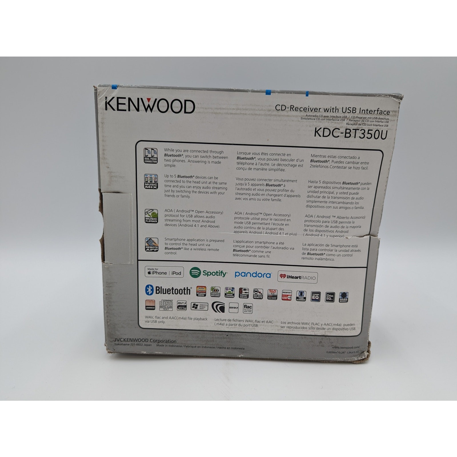 NIB Kenwood Car CD Receiver with USB Interface KDC-BT350U