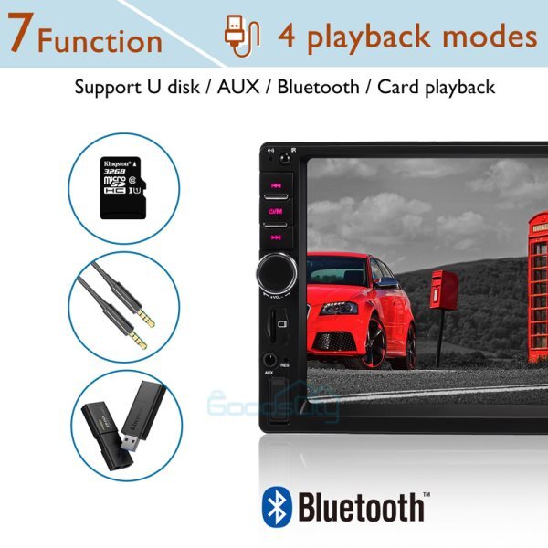 7″ Double 2 DIN Car MP5 Player Bluetooth Touch Screen Stereo Radio With Camera