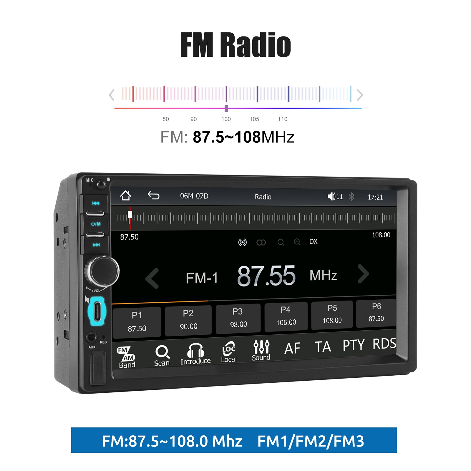 7″ Double 2 Din Car Stereo Radio Apple Carplay& Android Auto USB FM with Camera