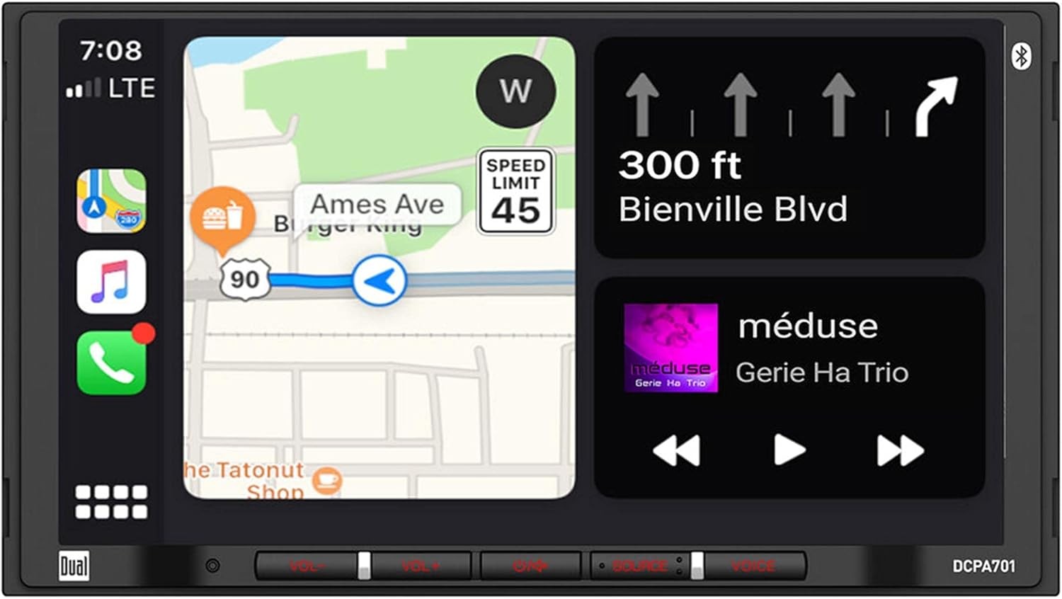 ✨ Dual DCPA701 7″ Double-DIN Car Stereo Apple CarPlay Android Auto Bluetooth