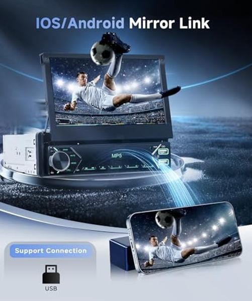 Single Din Retractable Screen Car Stereo Manual Retractable Screen with Carplay
