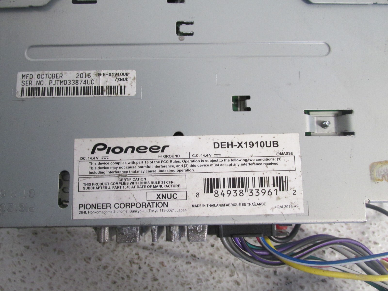 Pioneer DEH-X1910UB Radio Car Stereo CD Player MP3 AM FM USB Aux 50W x4