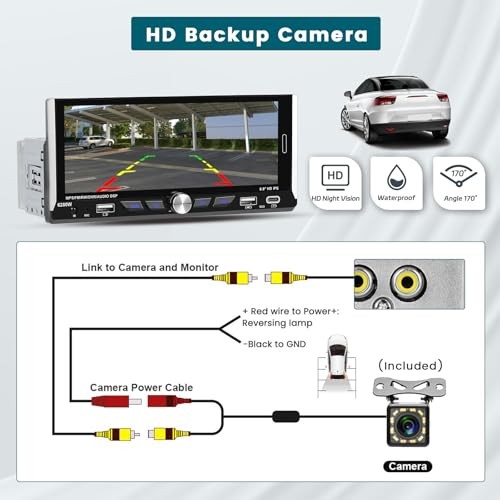 6.9 Inch Car Stereo Single Din Wireless Carplay Android Auto, Touch Screen