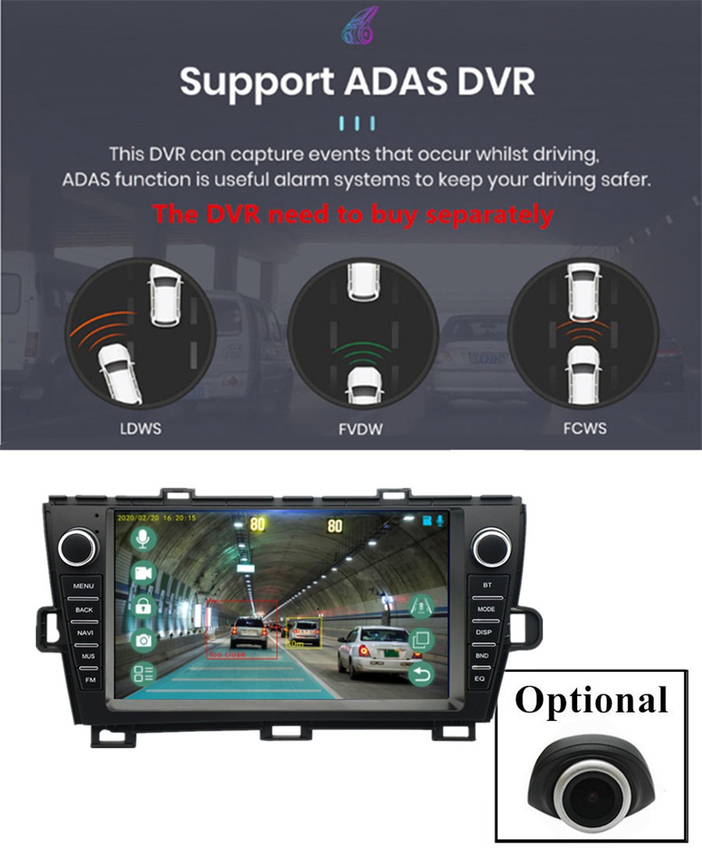 9In Car Touch Screen Player FM Radio USB WIFI Fit For Toyota Prius 2010-2015 RHD