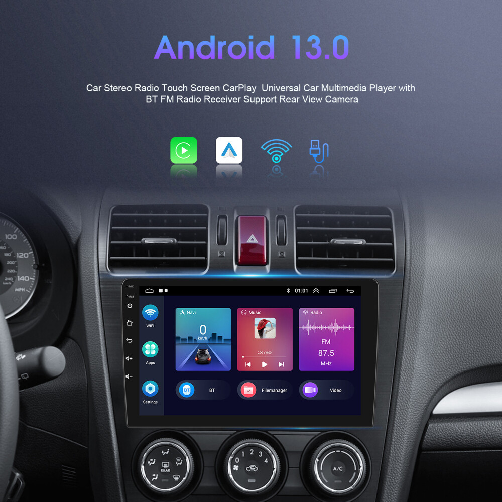 2G+32GB 10“ Android Car Stereo Radio 2 DIN Apple Carplay GPS Navi WIFI W/ Camera