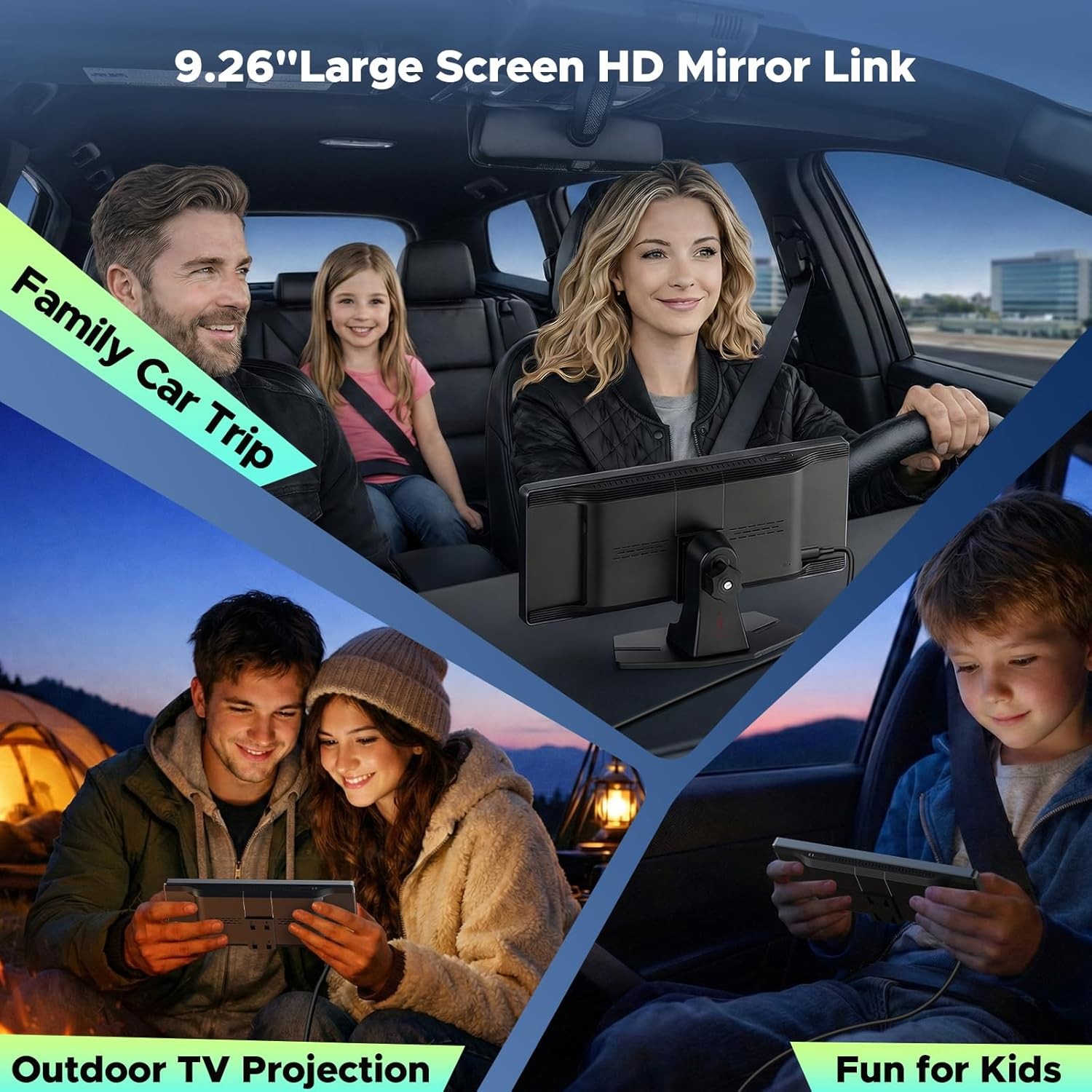9.26in Car Stereo Radio Touch Screen Wireless Carplay & Android Auto w/ Rear Cam