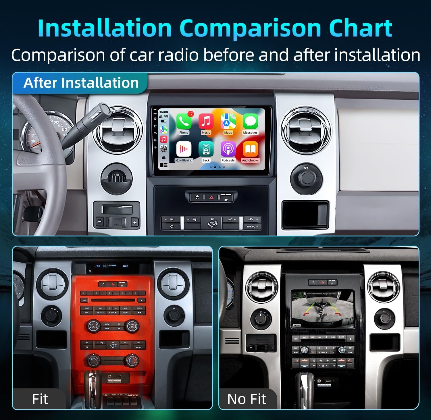 For Ford F150 2009-2014 Carplay Radio FM Stereo Nav WiFi Backup Camera 2+32G