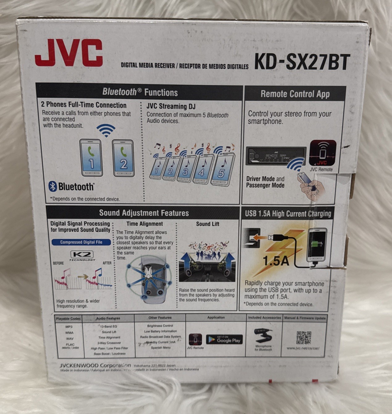 JVC KD-SX27BT Car Stereo with Bluetooth, 200W Digital Media Receiver-OPEN BOX!