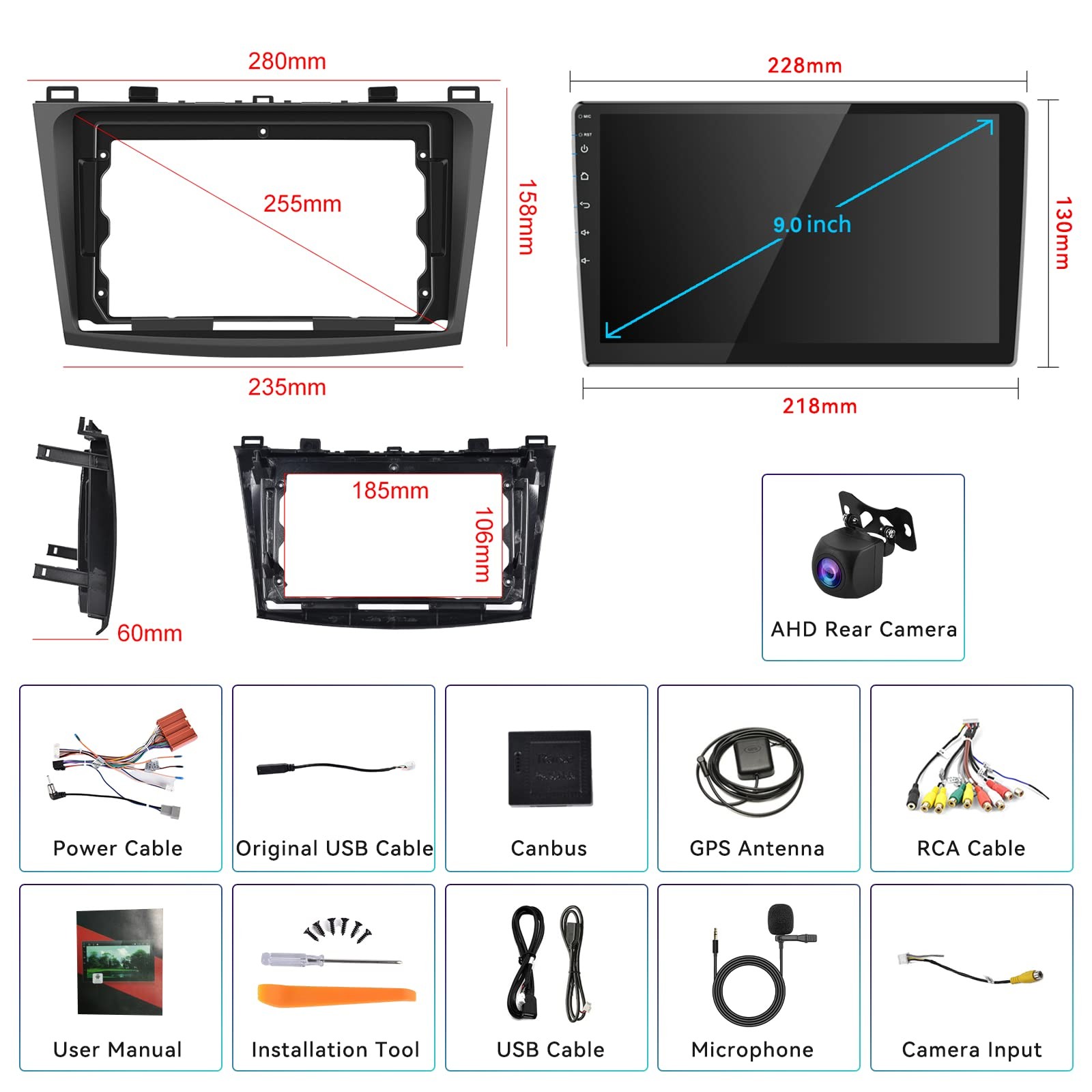 AmPremium Car Radio Stereo For Mazda 3 2009 2010 2011 2012 2013Android 15 2G64G