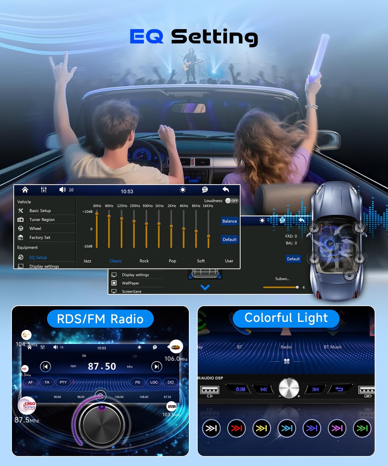 6.9-inch Single Din Car Stereo Wireless Carplay,1280X480P IPS Touch Screen Ca…