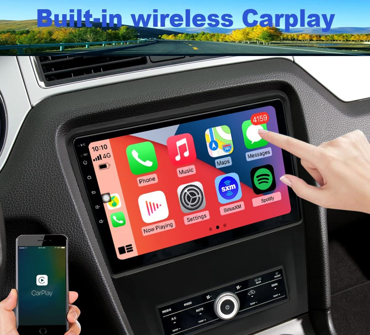 For 2010-2014 Ford Mustang Car Radio Stereo, Wireless Apple CarPlay Android Auto