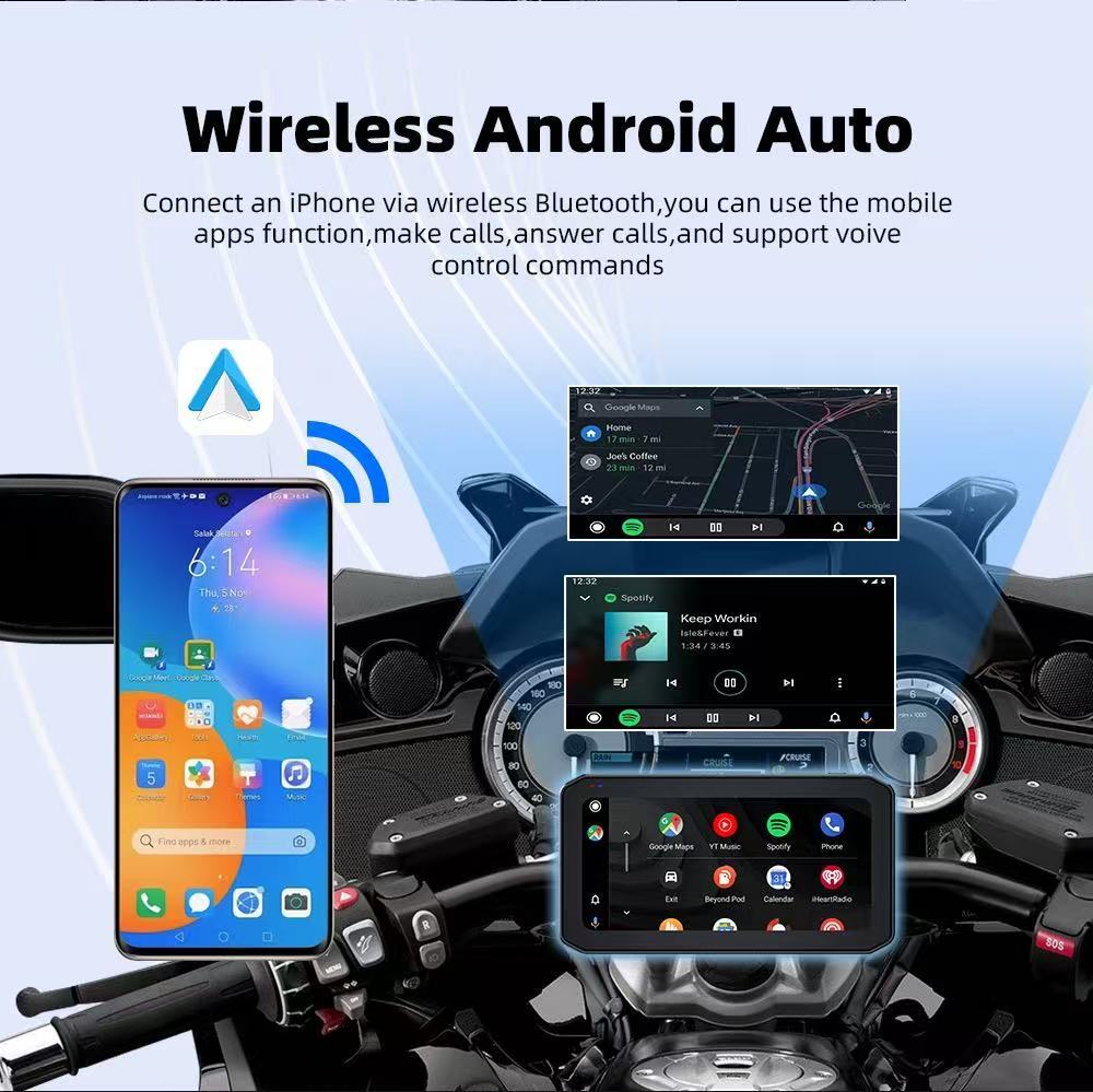 Wireless Carplay Android WHIXO Auto Moto Stereo with HD Display IPS Touchscreen
