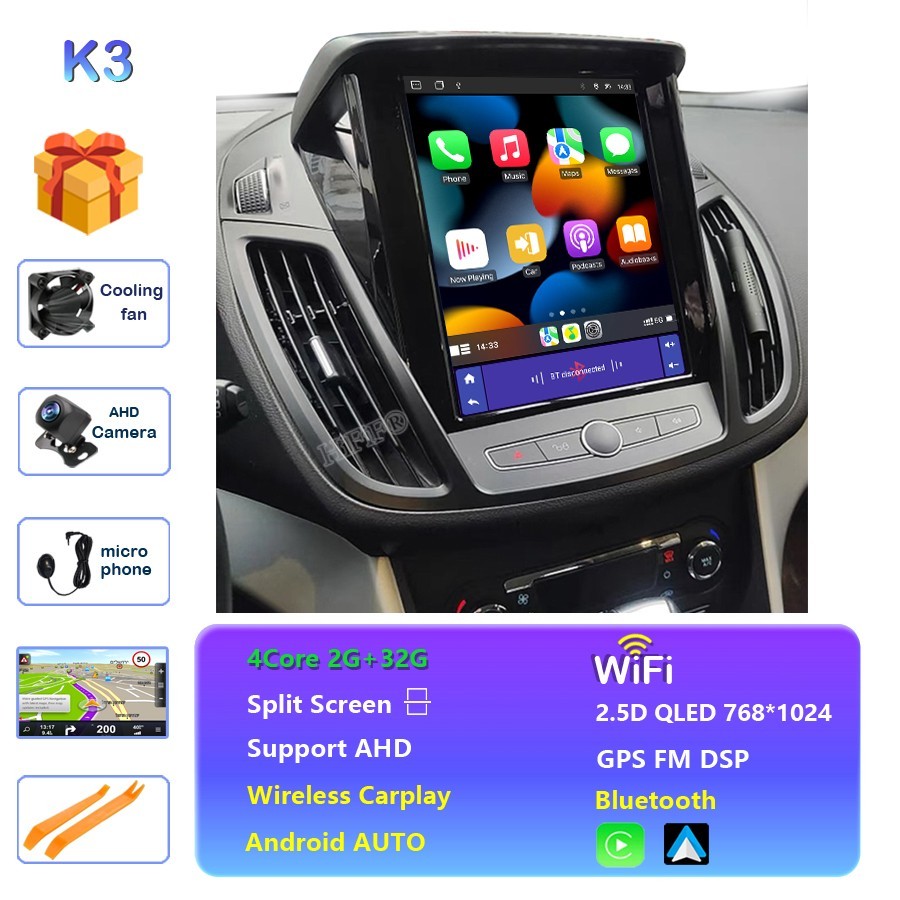 10.4” Car Radio For Ford Kuga C-max Escape 2013-17 Android Navi GPS Carplay CAM