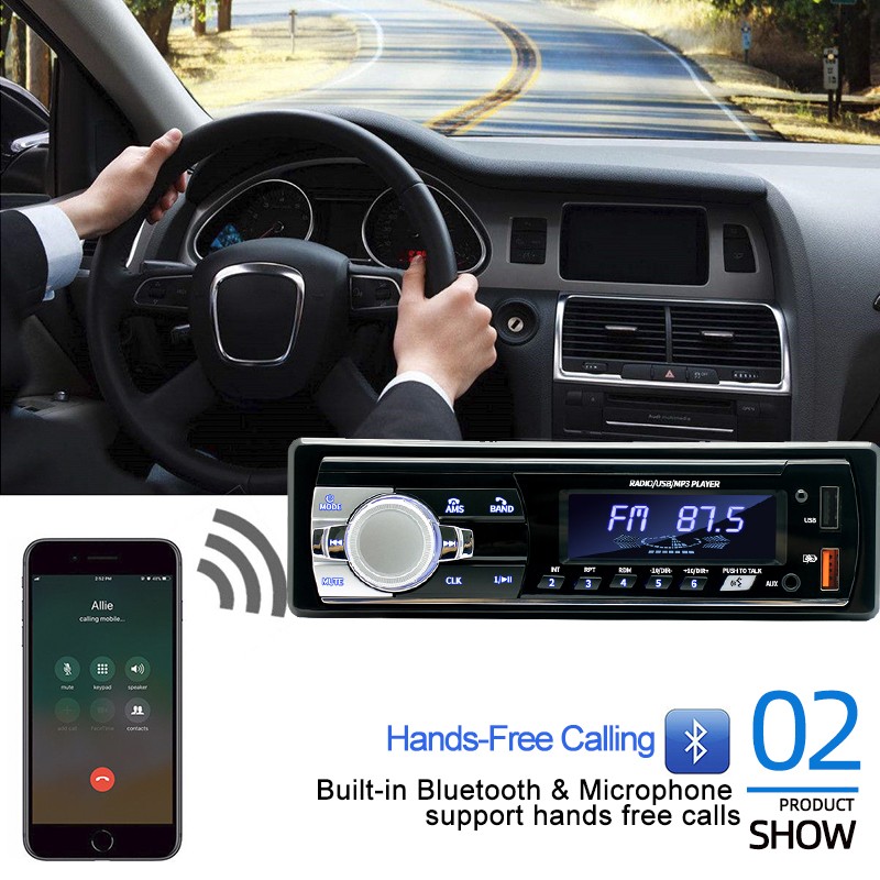 Car Stereo Bluetooth MP3 Player Single Din Dual USB SD FM Radio 60W x 4
