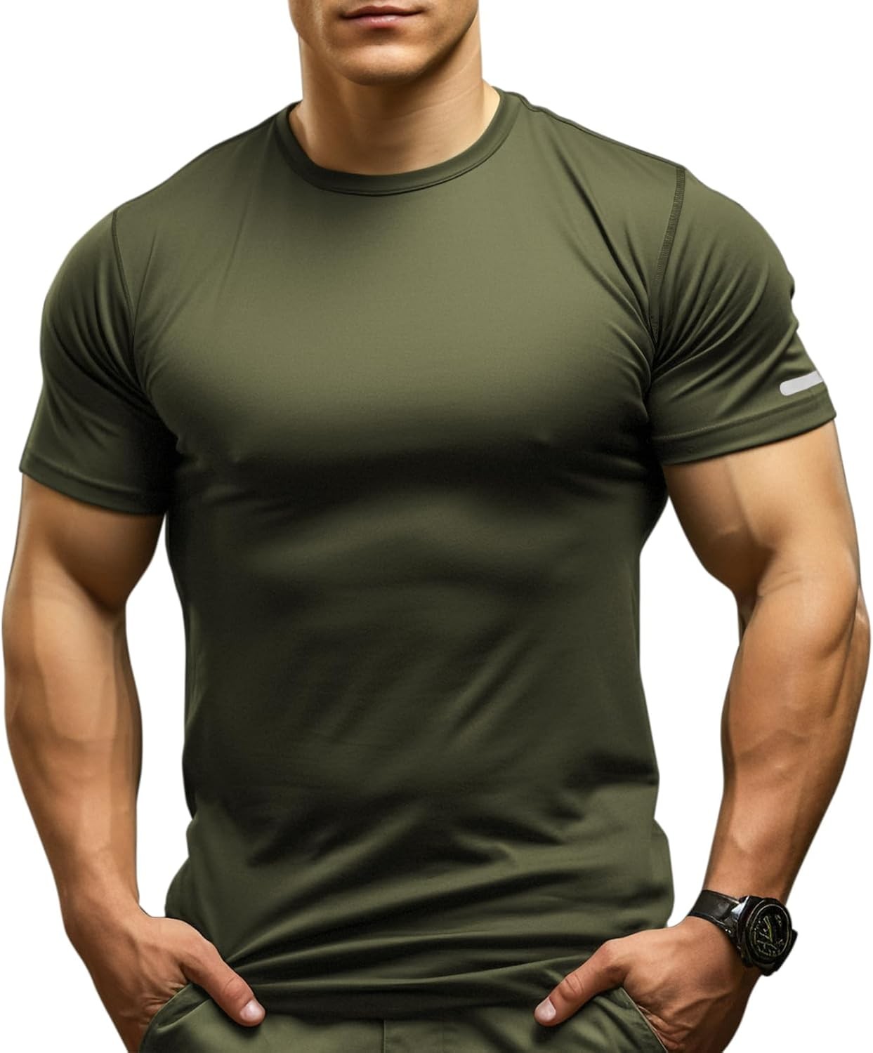 Mens Workout Shirts Fitted, Quick Dry Gym Tshirts Running Athletic Top Moisture