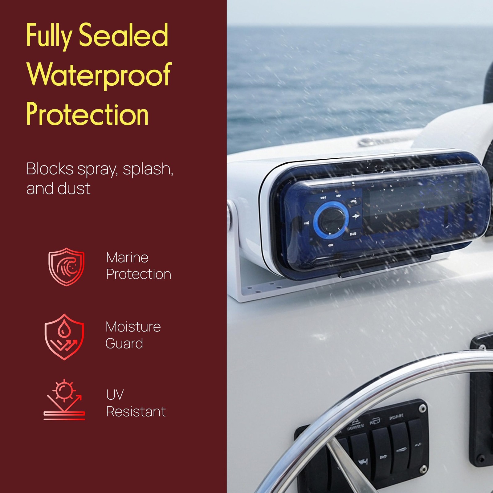 Pyle Durable Universal Marine Stereo Cover – Water Resistant housing, White