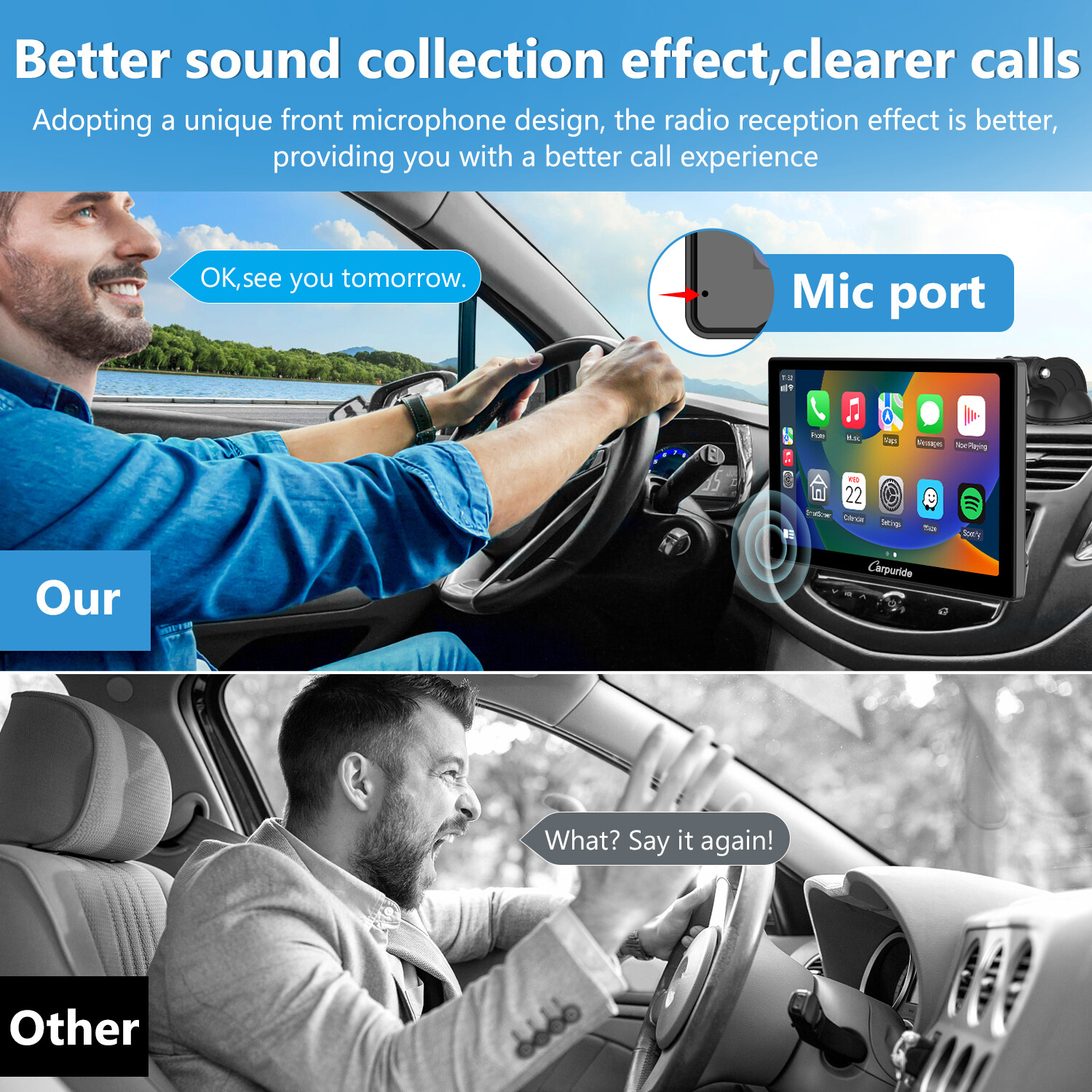 Carpuride 9″ Car Bluetooth Wireless Apple CarPlay Android Auto TouchScreen Radio