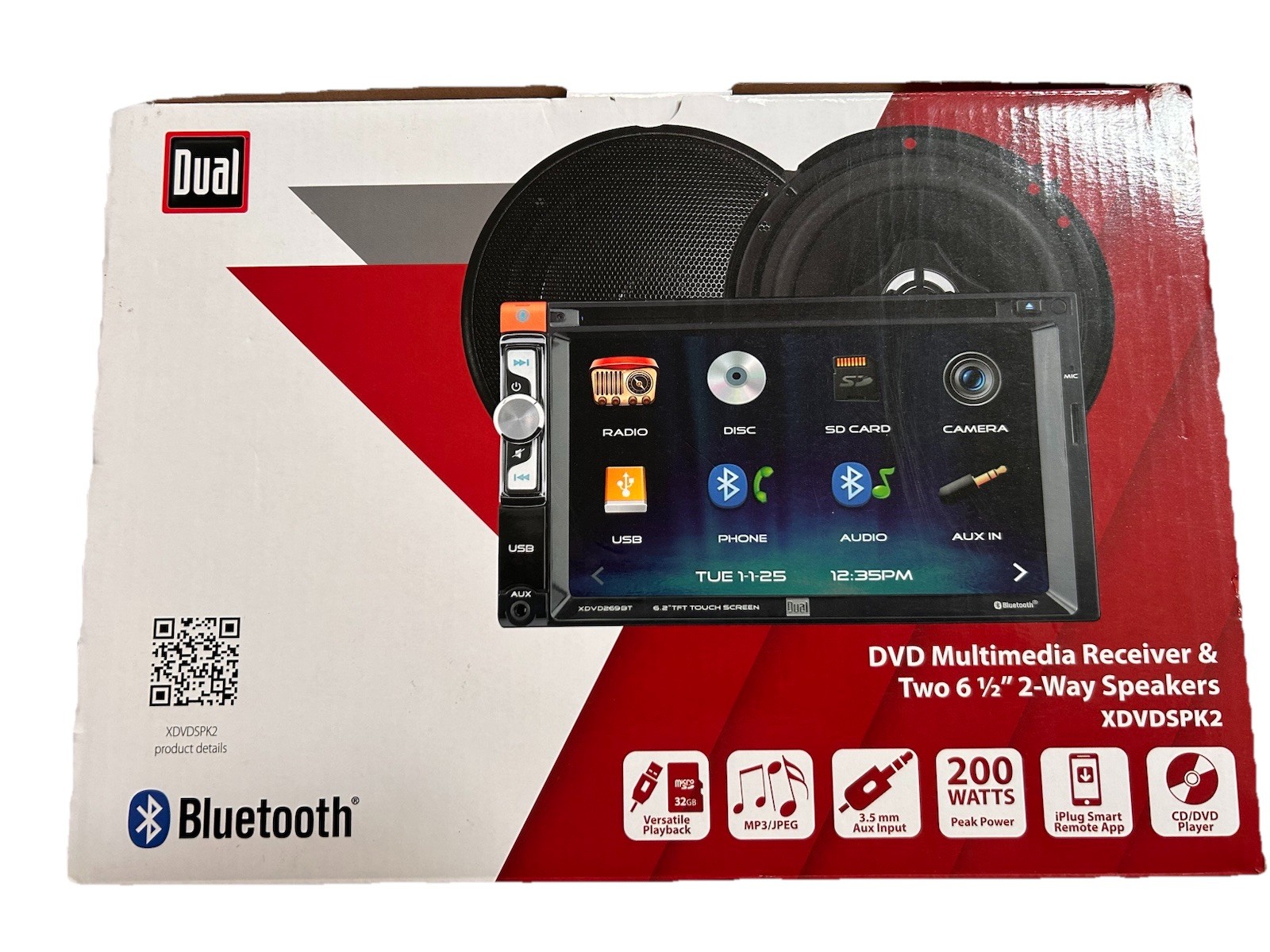 Dual Car DVD Multimedia Receiver and Two 6.5 2-way Speakers (XDVDSPK2) New