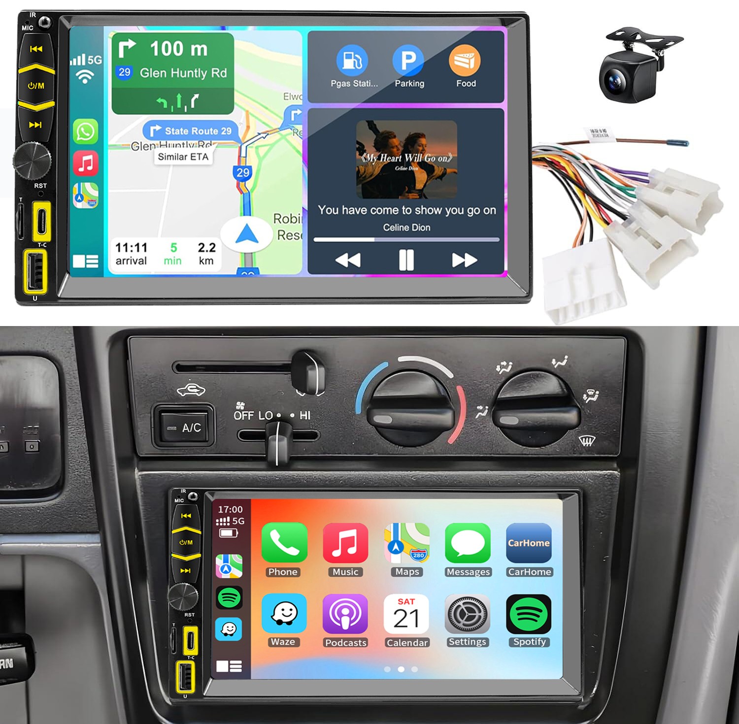 Car Radio Stereo w/ Apple Carplay GPS Navi For Toyota Tundra Sequoia 1999-2002