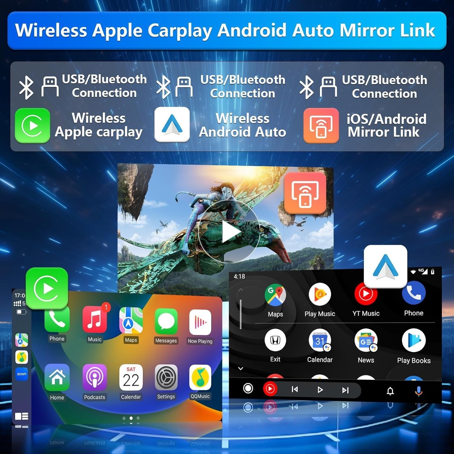 Toyota Camry 2007-2011 Car Stereo Carplay Android Auto w 9″ Touchscreen GPS SWC