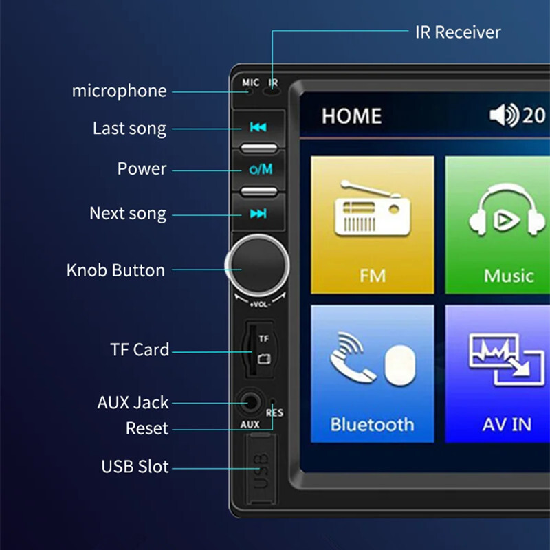 2 din Car Radio 7″ HD Autoradio Multimedia Player MP5 Bluetooth USB TF FM Camera