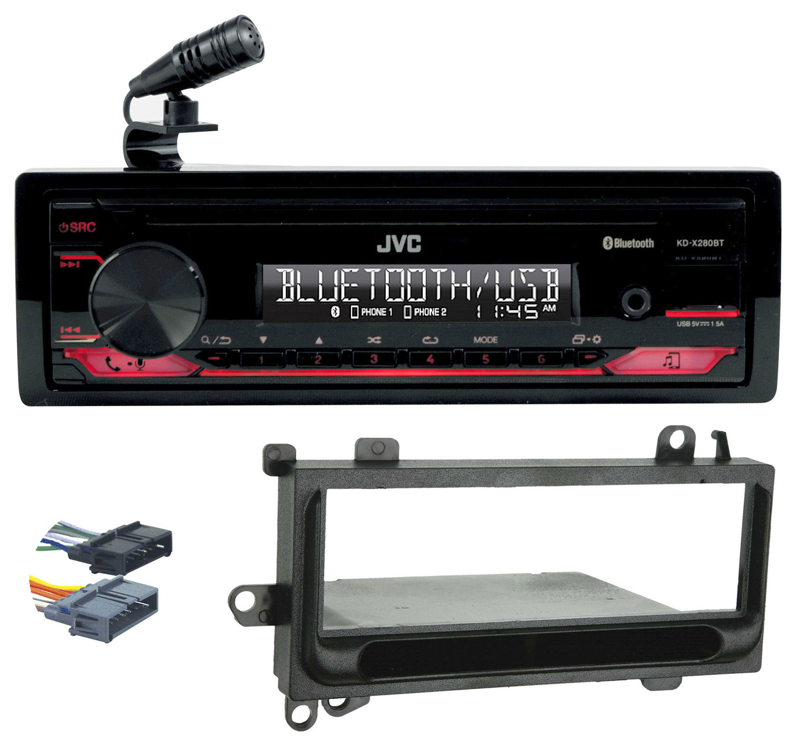 JVC KD-X280BT Bluetooth Receiver w/USB/13-Band EQ Fits 97-02 JEEP WRANGLER TJ