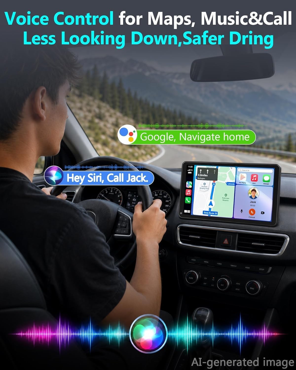 Seamless 7″ Wireless Car Display with Clear Backup Camera for Easy Parking