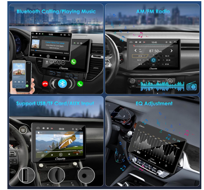 Carpuride 9″ Wireless Car Stereo Apple CarPlay Android Auto Touchscreen