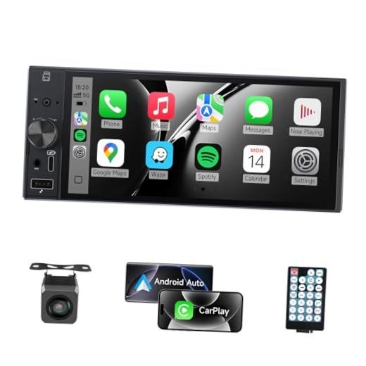 Single Din Car Stereo with Carplay Android Auto,6 Inch in-Cell Touch D65
