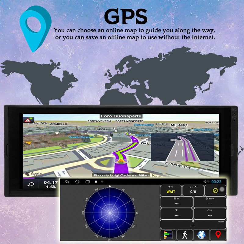Single Din Car Radio Stereo Video MP5 Player GPS Multimedia 6.9in Touch Screen