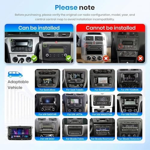 [Type-C+USB] Car Radio for VW Jetta Seat Passat Tiguan Golf Skoda with 4G+64G