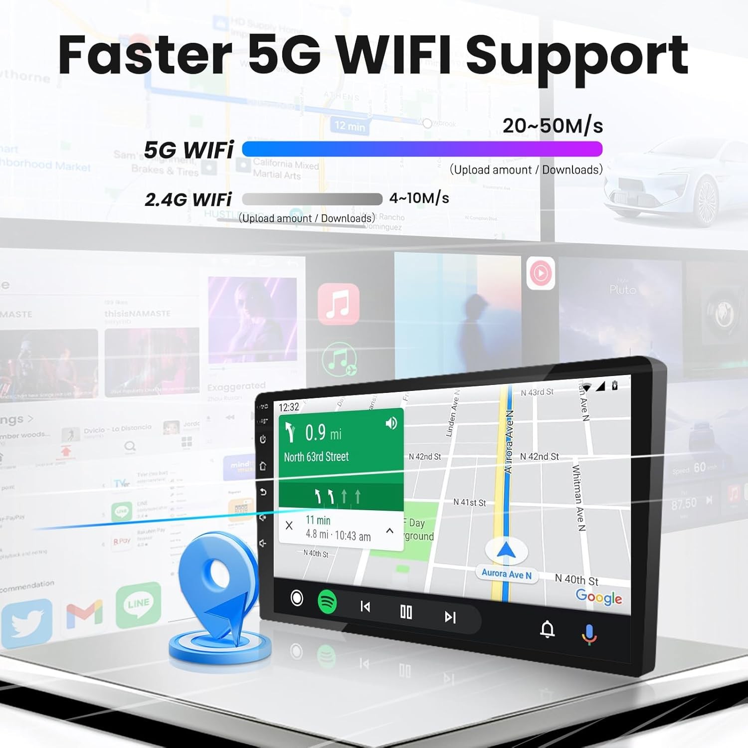 4+64GB Car Stereo CarPlay Android13.0 Radio 9″ GPS BT5 FM for Mazda 3 2010-2013