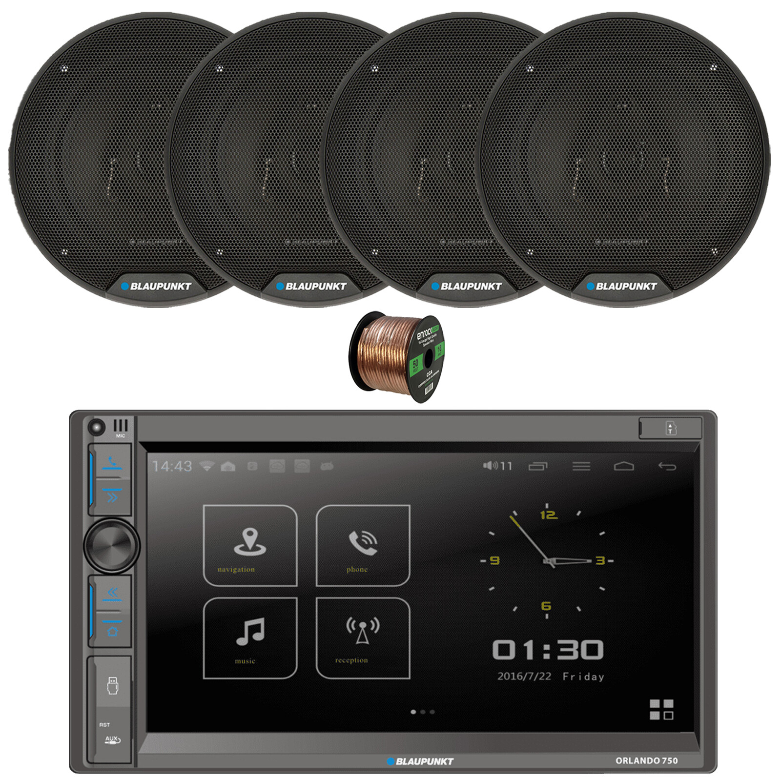 Blaupunkt ORLANDO650 6″ Touchscreen DVD/CD Receiver, 4x 6″ 40W Speakers, Wire