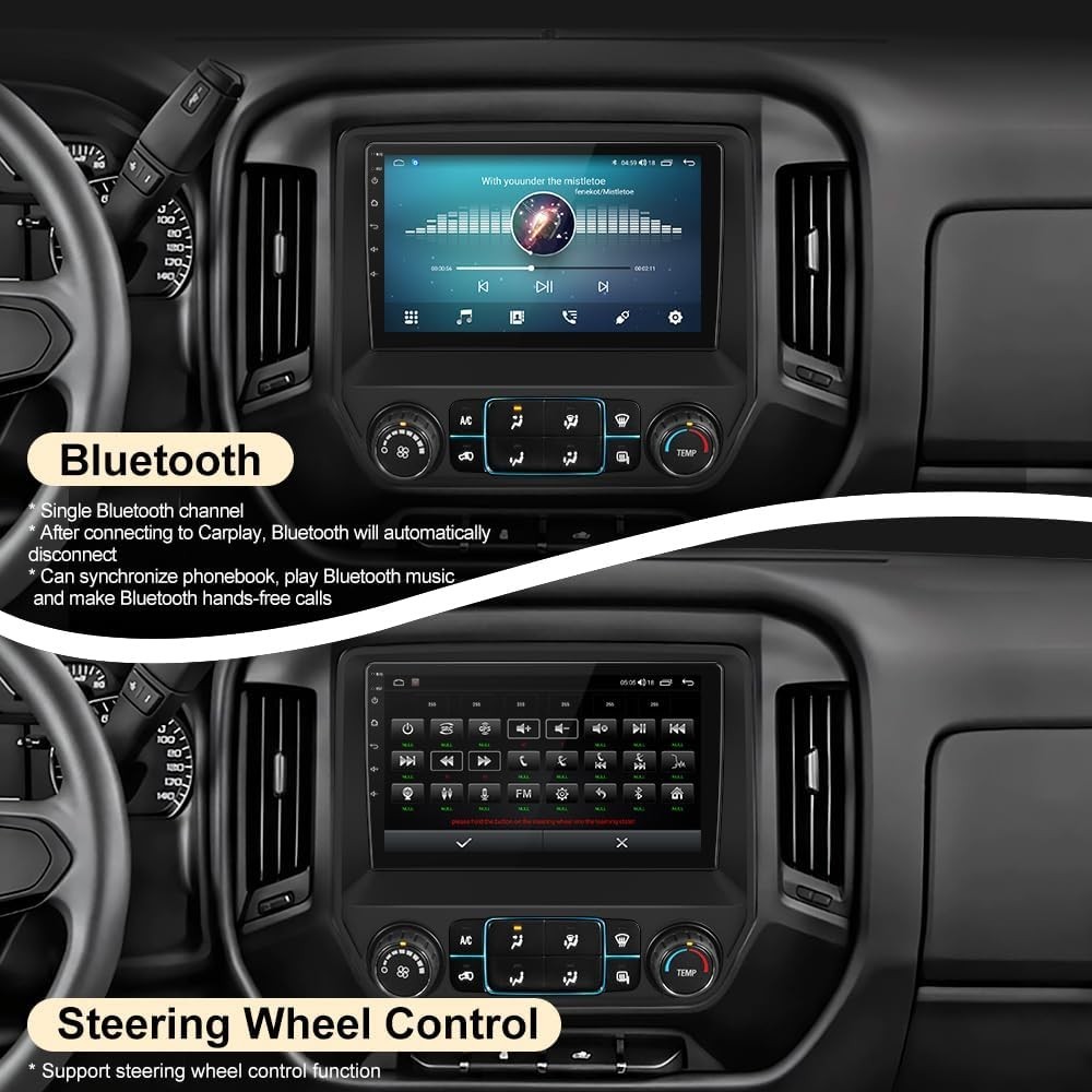 10.1″ 8Core 4+64G Android Auto Carplay for 2014-2018 Chevy Silverado GMC Sierra