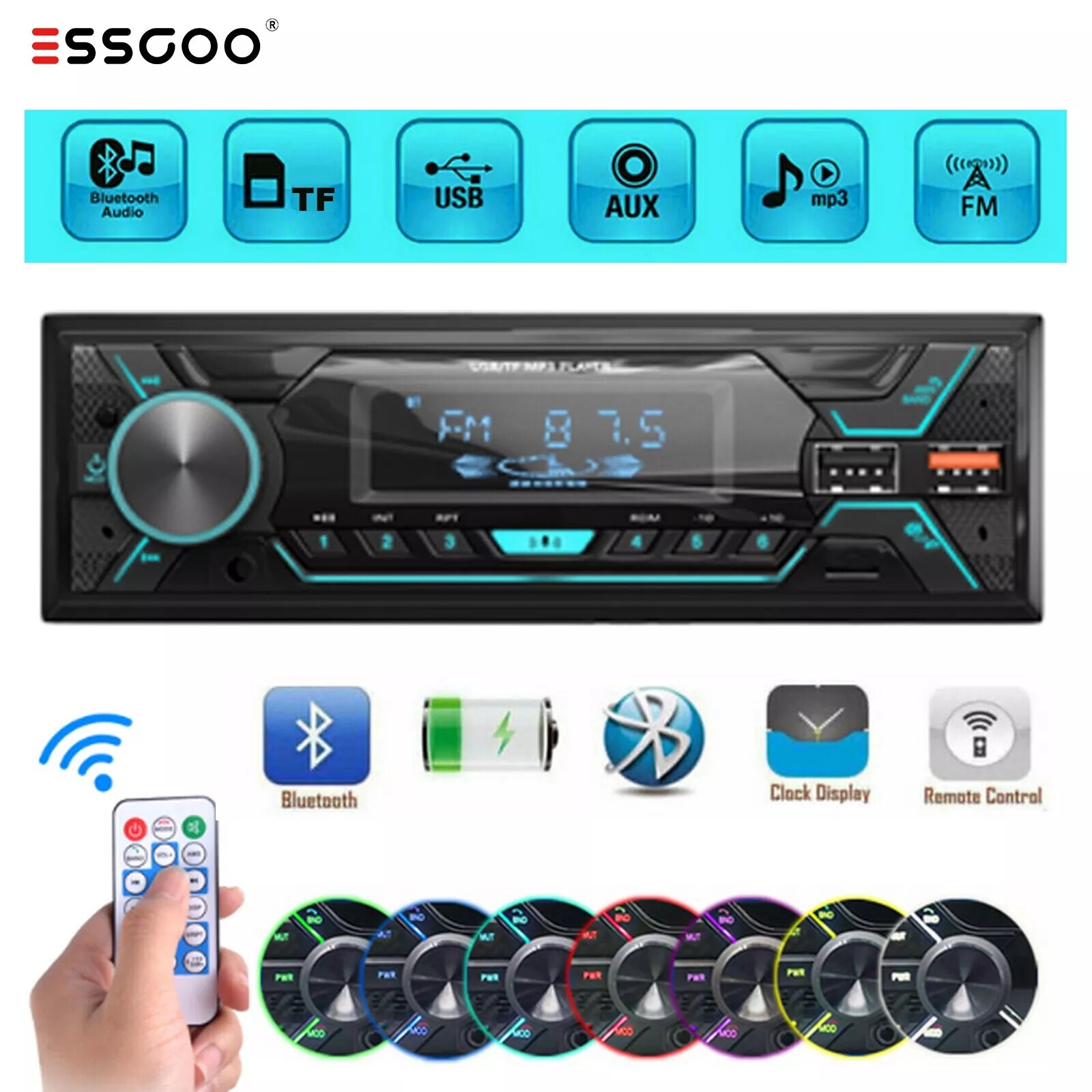 Bluetooth Car Stereo Audio In-Dash Aux Input Receiver SD USB MP3 Radio Player FM