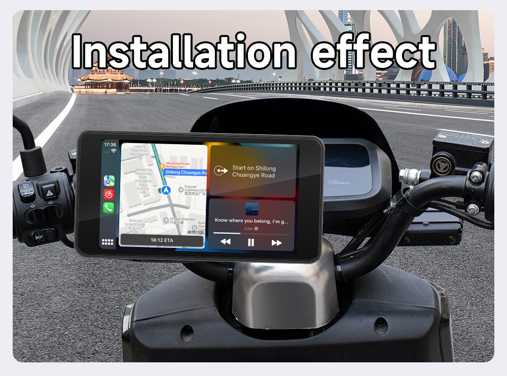 5″ Waterproof Motorcycle Navigator Portable Wireless CarPlay Android Auto Screen