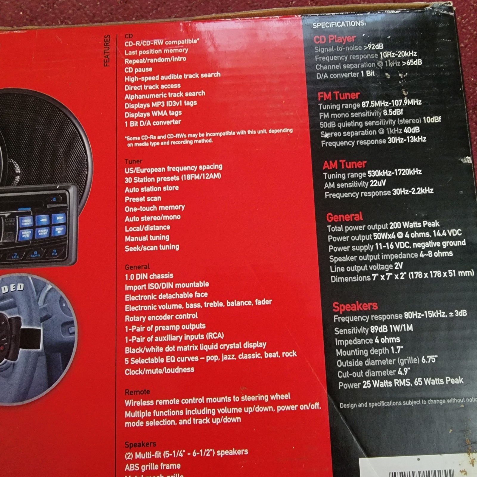 Car/ Truck Radio System AM/FM/CD/MP3/WMA Receiver/ Steering Wheel Remote-New