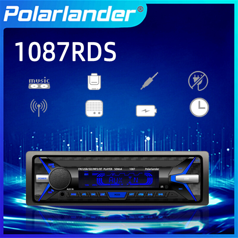 Single 1 Din Car Stereo MP3 Player RDS AM FM In-Dash Detachable Panel Bluetooth