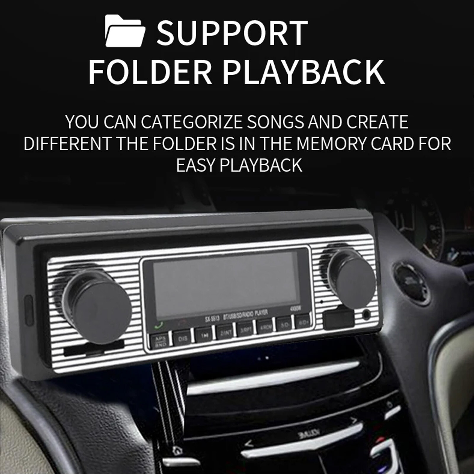 Bluetooth Vintage Car FM Radio MP3 Player USB Classic Stereo Audio Receiver AUX