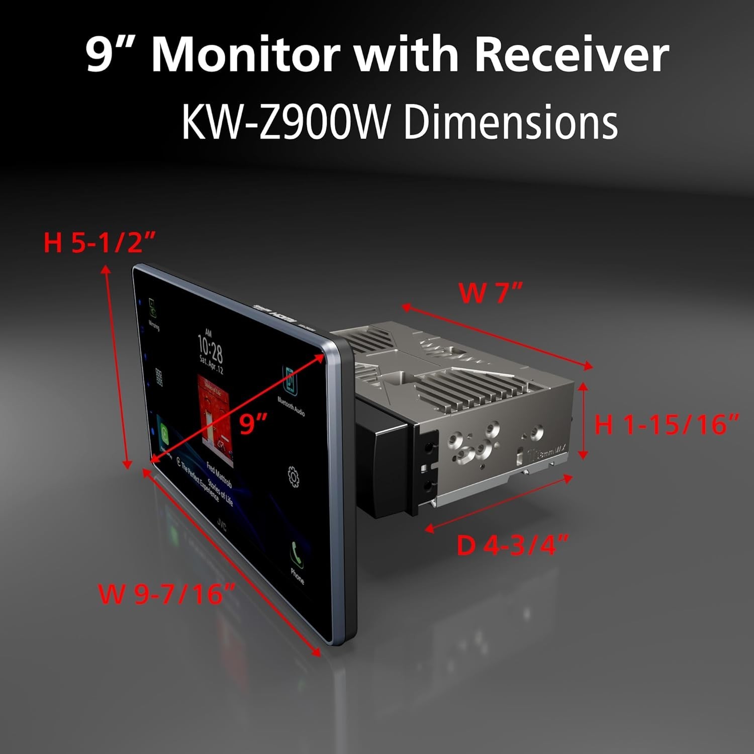 JVC KW-Z900W 9 Inch HD Touchscreen Car Stereo Wireless Apple CarPlay Android Aut