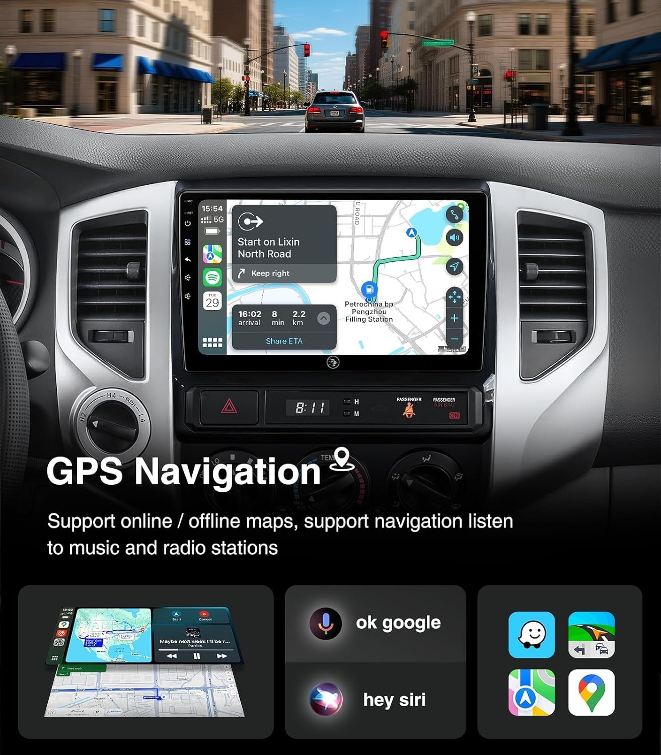 9″ 4+64G Android Auto Carplay Stereo for Toyota Tacoma 2005-2015; Free Camera