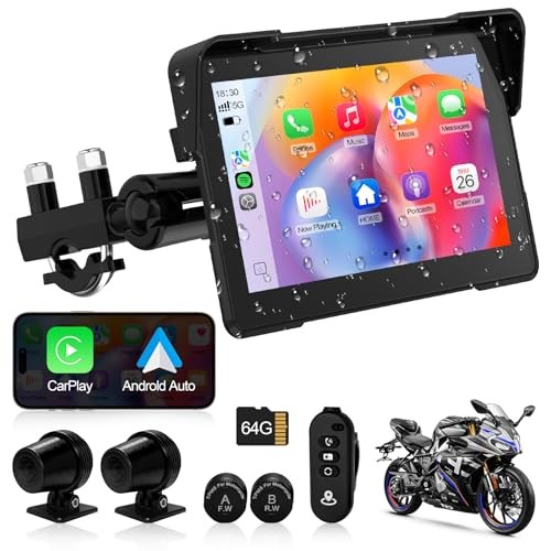 Artman Motorcycle Dash cam Front and Rear, 7” IPS Touch Screen, Portable