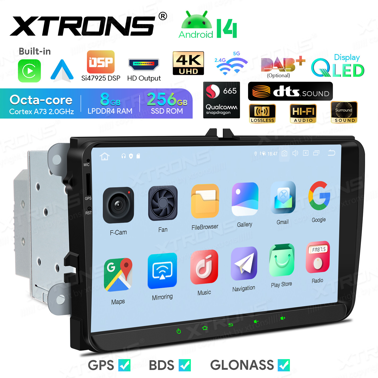 9″ For VW Volkswagen Jetta Passat Android 14 8+256GB Car Stereo Radio GPS WIFI