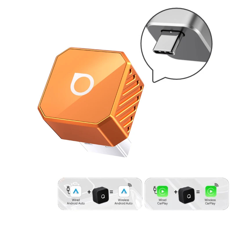 Mini Pro Wireless Carplay & Android Auto Adapter 2-In-1 5Ghz Wifi Dongle Plug &