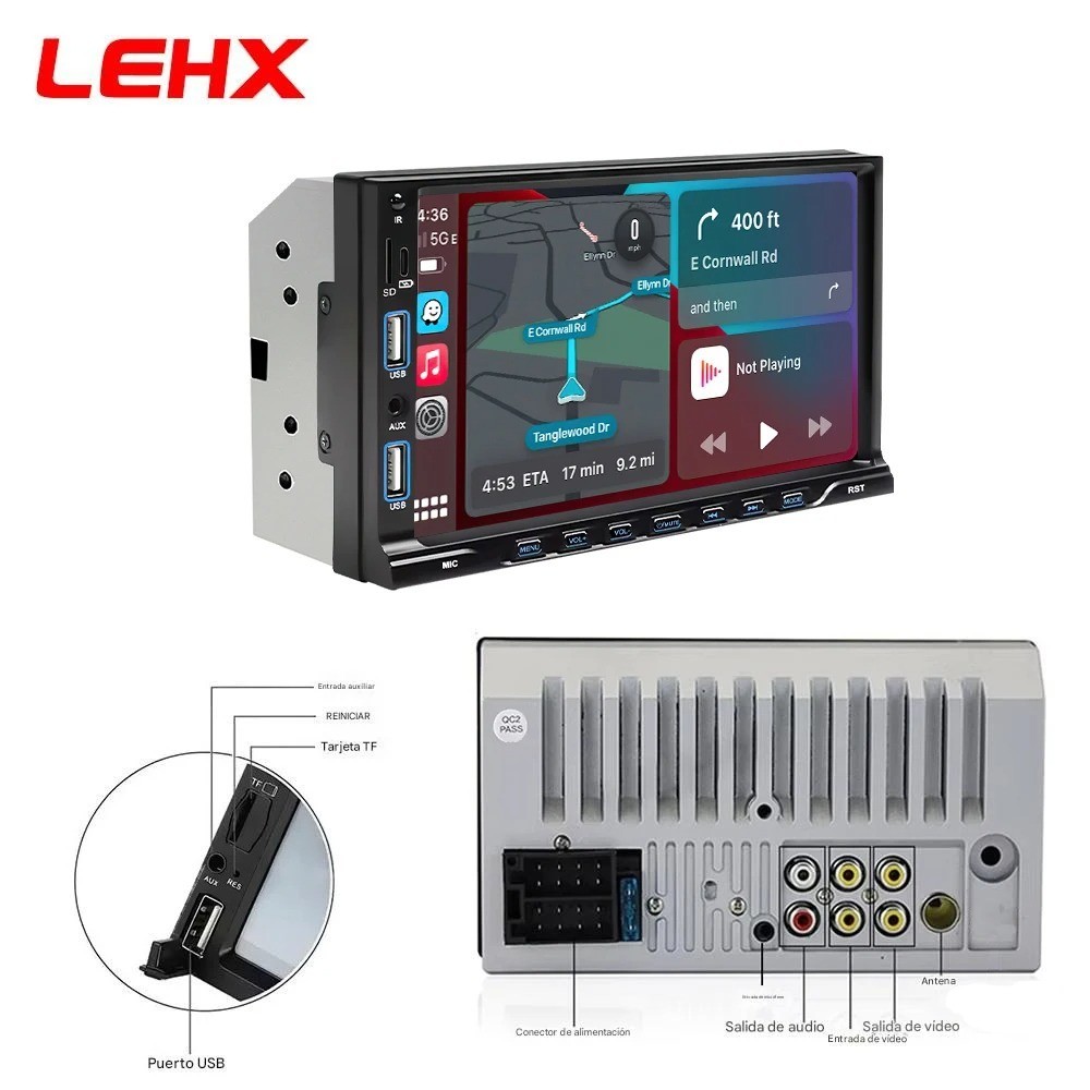 7″ Single 1Din Touch Screen Stereo Bluetooth Radio Car Apple/Android Carplay GPS