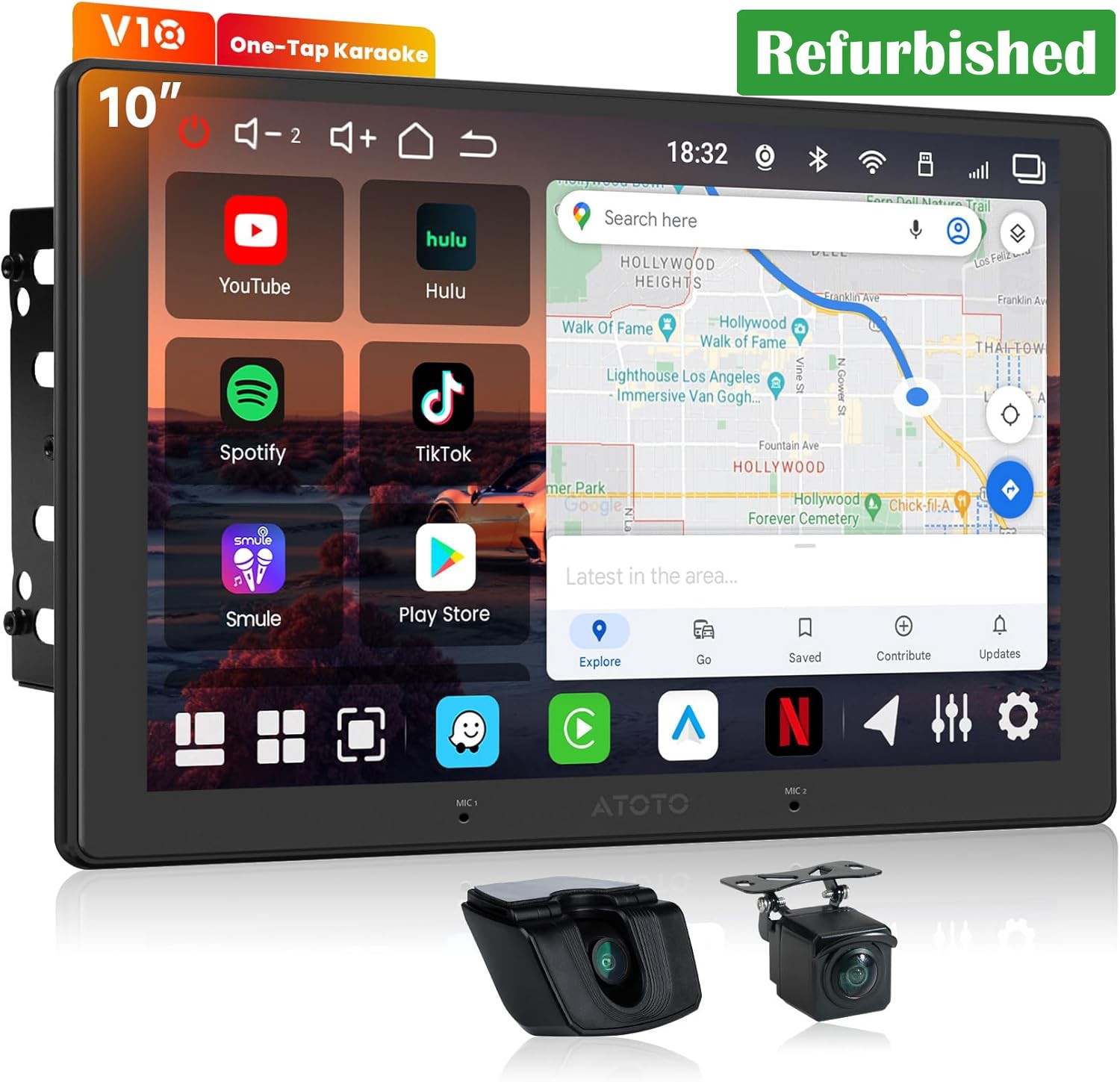 ATOTO V10 10.1” AI Android 2Din Car Stereo CarPlay &Android Auto Drive Karaoke