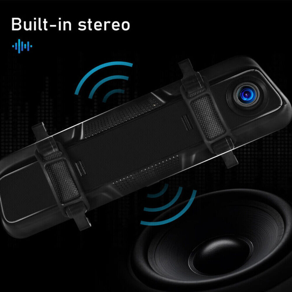 9.66″ Dash Cam Rear View Mirror Monitor Wireless Carplay Dual Front Rear Camera