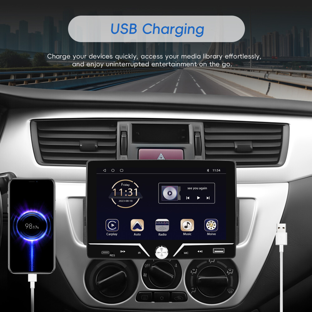 Single 1Din 7″ Touch Screen Stereo Bluetooth Radio Car Apple/Android Carplay GPS