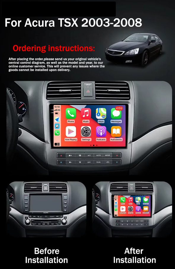 Android 14 For Acura TSX 2003-2008 Car Radio Player support Android Auto Carplay